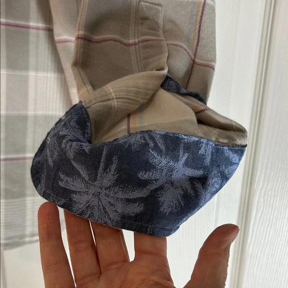 Tommy Bahama Canyon Beach Pebble Clay Plaid Flannel Shirt - Picture 3 of 11